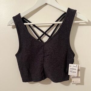 NEW ZELLA Charcoal Gray Strappy Sports Bra size Small
